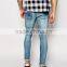men brand jeans Super Skinny Fit Distressed denim man jeans pant with Rip Knee blue country jeans price for jeans(LOTA047)