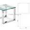 Square polished durable stainless steel living room end side table with acrylic