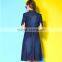 High brand ladies' fashion printing splicing A- Line dress long blue jean dress