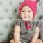 infant toddler baby plain handmade cotton pom pom baggy knitted beanies