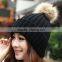 2014 New Women's Knit Cap Beanie Hat With Fur Korean Style Knitted Hat SV007977