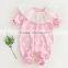 Romper Pink Frock With White Dots Girls White Rounded Collar Clothing Leggings