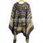 2016 new design fashion autumn winter acrylic bohemian poncho shawls with hooded for women
