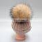 Child genuine fur bobble beanies winter raccoon real fur ball knit hat