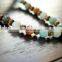 Long, boho style leather tassel necklace with chunky natural stone genuine stone beaded Necklace