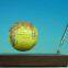 Rectangle red wooden base floating globe with a pen
