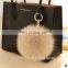 Factory price big colorful fox fur ball pom pom keyring pendant