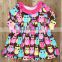 2018 Wholesale Kids Girl Dress Cartoon Pattern Printed Falbala Collar Autumn Winter Baby Dress