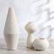 Biscuit Firing Modern Simple Style White Hand Kerf Geometry Ceramic Vase For Living Room