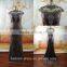 Real Photo Elegant High Neck Open Back Beaded Cap Sleeve Real Lace Evening Dress With Detachable Train