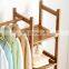 Luxury Bamboo multifunction coat racks garment coat hanger clothes organizer hanger hooks stand clothes rack