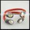 LFD-B0027 Wholesale For Women Natural Pearl Pave Rhinestone Crystal Leather Bangles Bracelet in Red Color Jewelry Finding