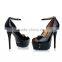 Newest fashion pu leather elegant ladies high heel shoes women sandal heels