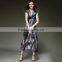 Top Silk Printed Fabric Lady's Long Dresses Casual Clothing Slim Party Dresses