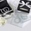 Beautiful clear square glass coaster set with diamond ring frosted for wedding gift