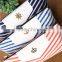 New Canvas Navy Marine Stripe Zipper Pouch Bag Pen Box