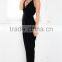 Sexy V neck and V back black elegant jumpsuit women summer 2015