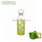 portable sports water bottle/glass water bottle with straw hand heat-resistant silicone sleeve