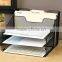 Metal Mesh Desktop File Sorter Organizer Desk Tray Organize with 3 Letter Trays and 2 Vertical Upright Sections