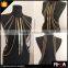 Hot Selling American Body Chain,Bib Black and Gold Chain Design Body Chain