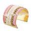 High Quality Women Europe and America Exaggerate Gold Metal Weave Bracelet Wide Bangles Fine Jewelry Cuff Bracelets