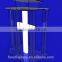 Podium, Clear Ghost Acrylic w/ 110V Lighted Cross Pulpit, Lectern - Assembly Required!(CP-B-0215)