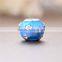 D163 blue enamel silver charm beads,white star with crystal for decoration
