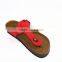 2015 red flip-flops cork outsole lady leather sandal shoes