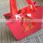 2017 China Factory Custom High Quality Red Paper Packaging Bags With Ribbon Handles