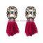 Bohemian style big crystal with tassel charms earrings for women jewelry