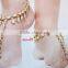 GOLD tone Tcrystal beads PAYAL Anklets toe ring barefoot sandal