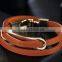 Big round circle charm brown genuine leather bracelets diy genuine leather bracelets for her gifts 2017