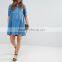 Fashion wholesale summer custom comfortable maternity dress with embroidery design maternity clothing women denim dress