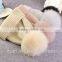 High Quality 15cm Fox Fur Real Sheep Wool Knit Beanie Hat With Fox Fur Ball