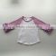 Hot sale 2017 fall kids cotton fabric wear baby pink raglan shirts girls 3/4 sleeve ruffle t shirt with cupid pattern