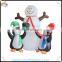 Christmas ornament led inflatable penguins, promotion inflatable penguin family with lamppost for advertising xmas decortion