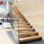 Modern Wood Stairs Treads Indoors Staircase Steel Handrail Design Open Tread Glass Railing Straight Staircase