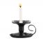 Retro Iron Black Wrought Iron Metal Pillar Taper Candlestick Holders for Home Decor