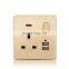 Wall Socket UK Plug 13A Plastic Single Wall Electrical Sockets Plug Outlet Switch 2 USB 2.1A Port UK Standard Socket Household