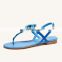 Latest flower design blue color flats sandals for women