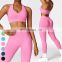 Custom Sportswear Workout Clothing Halter Bra Scrunch Butt Leggings 2 Piece Suit Gym Fitness Sets Seamless Yoga Set Women