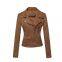 New European and American women's motorcycle jacket women's leather jacket short fit suede leather jacket women's