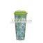 Double wall plastic straw mug with advertising paper