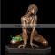 Bronze big chest nude lady sculpture
