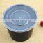 Disposable Round PP Plastic MicrowaveTakeaway Black Food Packing Container and Storage Salad Bowl with Lid