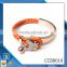 rhinestone butterfly charm various colors genuine leather bracelet stainless steel wholesale