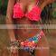 New Sexy bikinis woman swimwear Set floral Print Hollow Bandage Swimsuit Push up Padded Bra Swimwear