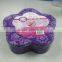 Durable flowered shaped metal tin storage box for girls