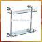 Wall mounted bathroom dual tier glass shelf 2254