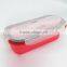 2016 New Design Rectangular Silicone Lunch Box with Spoon and Fork for Kids